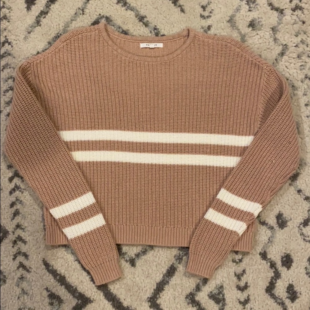 Pacsun pink striped rugby cotton cable sweater